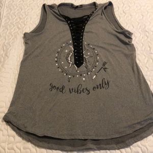 Gray and black womens tank
